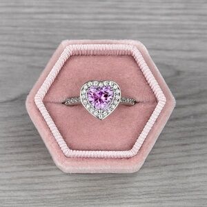 Beautiful Pink Heart Bling Ring - size 7